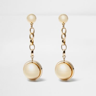 Gold tone pearl stud earrings